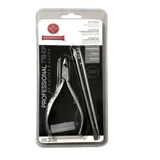 Alicate Cutícula Premium 778-EP MUNDIAL (espátula + palito)