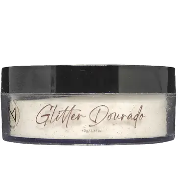 Pó Acrílico Clear c/ Glitter Dourado Majestic 40g