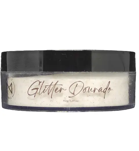Pó Acrílico Clear c/ Glitter Dourado Majestic 40g