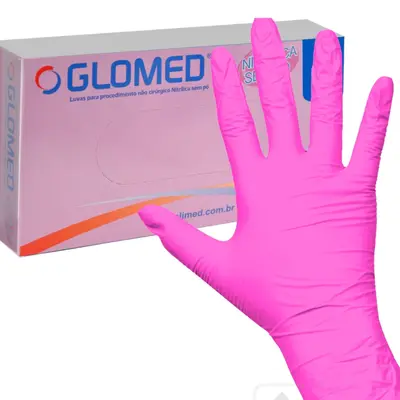 Luva Nitrílica sem Talco PINK - PP - Glomed