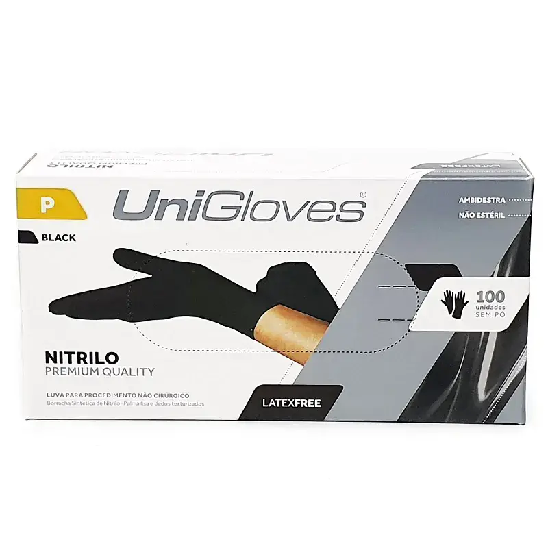 Luva Nitrílica BLACK PREMIUM - P - UNIGLOVES