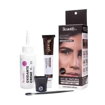 Kit Tintura CASTANHO MÉDIO 10g BEAUTIFY PRO
